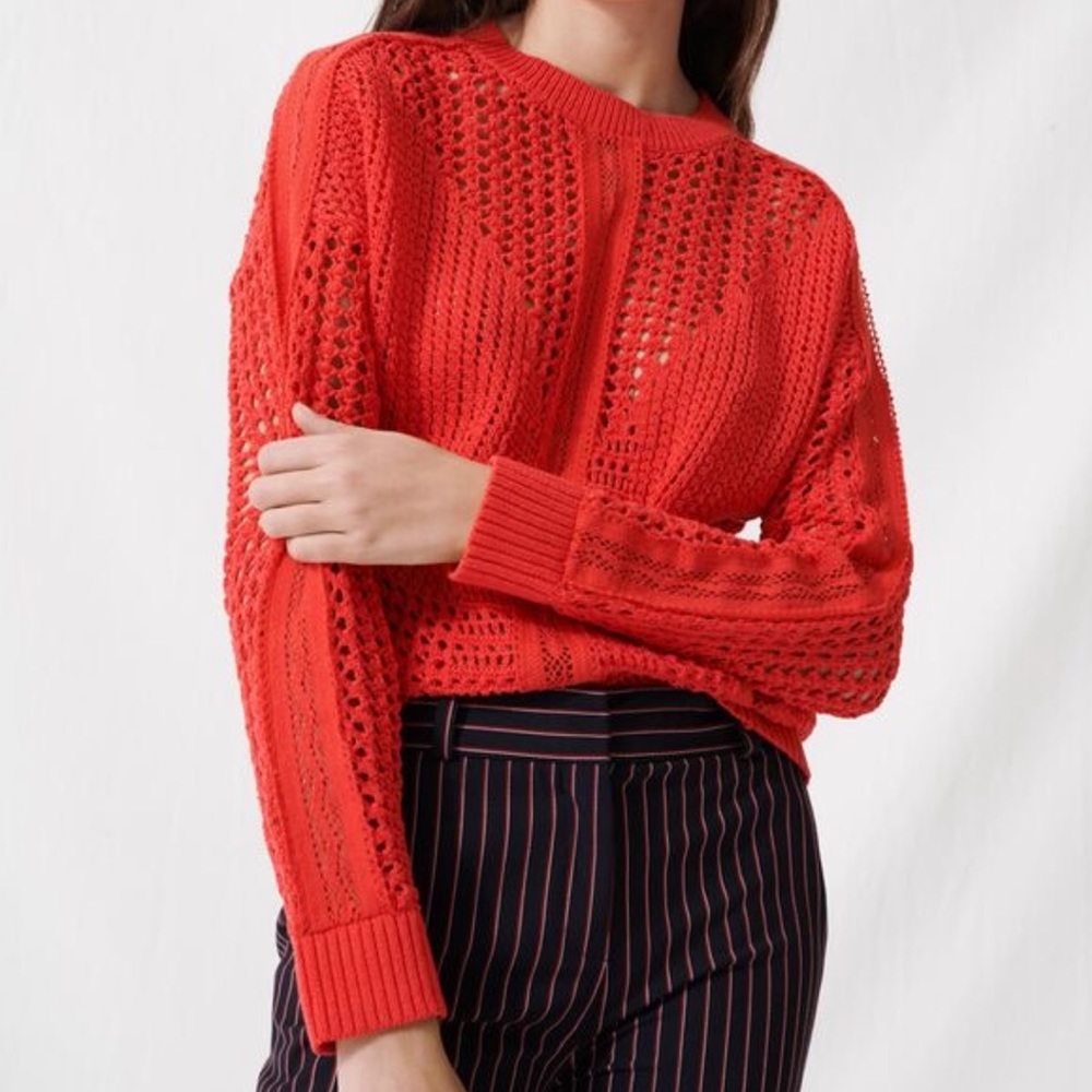 NWOT MAJE red crochet sweater